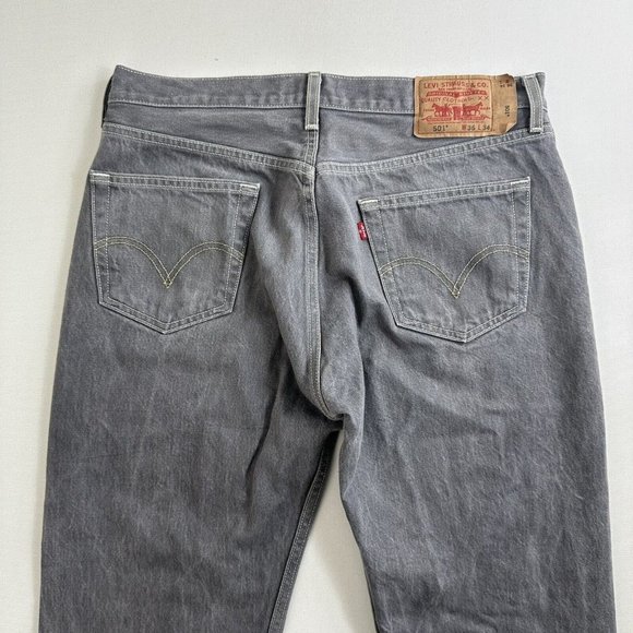 Levi's 501 XX Jeans‎ Faded Gray Wash Denim Original Men's 36x34 Straight Leg ￼ - Picture 4 of 10